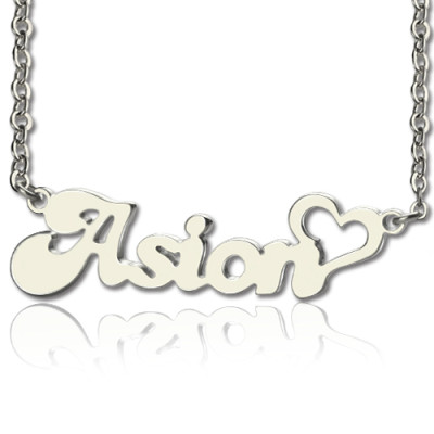 Custom BANANA Font Heart Shape Name Personalised Necklace White Gold  18ct - AMAZINGNECKLACE.COM