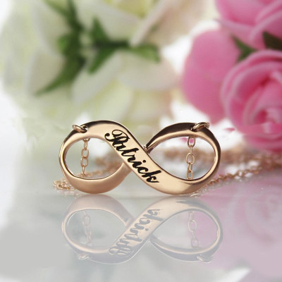 18ct Rose Gold Plated Engraved Infinity Personalised Necklace - AMAZINGNECKLACE.COM