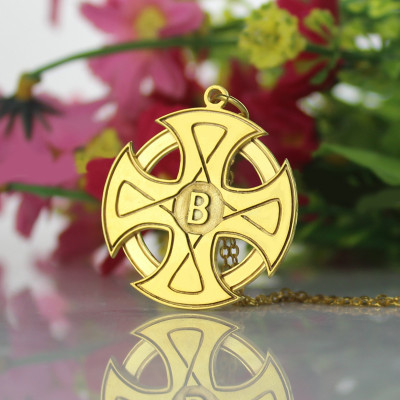 Engraved Celtic Cross Personalised Necklace 18ct Gold Plated 925 Silver - AMAZINGNECKLACE.COM