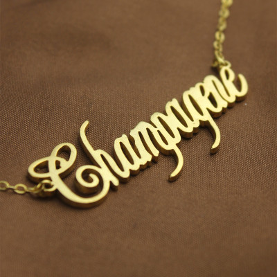 Solid Gold Personalised Champagne Font Name Necklace - AMAZINGNECKLACE.COM
