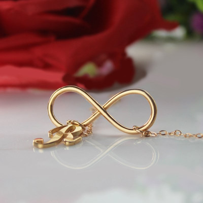 Rose Gold Plated Infinity Initial Personalised Necklace - AMAZINGNECKLACE.COM