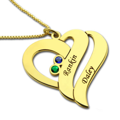 Two Hearts Forever One Love Personalised Necklace 18ct Gold Plated - AMAZINGNECKLACE.COM