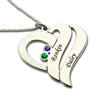 Two Hearts Forever One Personalised Necklace Sterling Silver - AMAZINGNECKLACE.COM