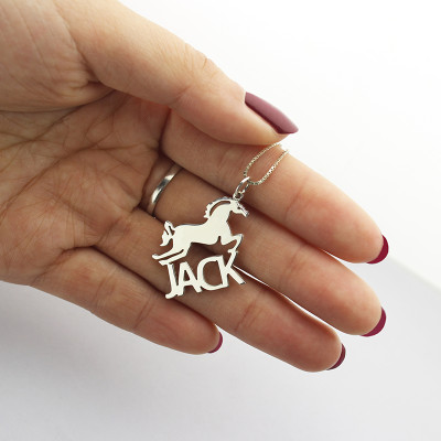 Personalised Horse Name Necklace for Kids Silver - AMAZINGNECKLACE.COM