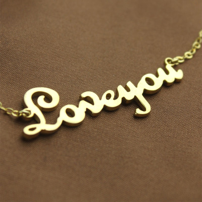 Personalised 18ct Gold Plated French Font I Love You Name Necklace - AMAZINGNECKLACE.COM