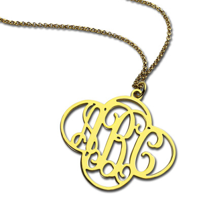 Personalised Cut Out Clover Monogram Necklace 18ct Gold Plated - AMAZINGNECKLACE.COM