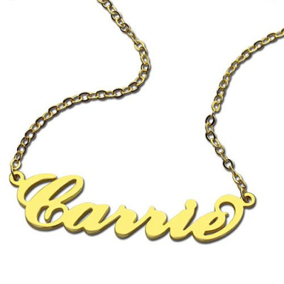 Personalised Carrie Name Necklace 18ct Gold Plated - AMAZINGNECKLACE.COM