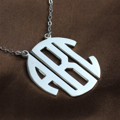 Solid White Gold 18ct Initial Block Monogram Pendant Personalised Necklace - AMAZINGNECKLACE.COM