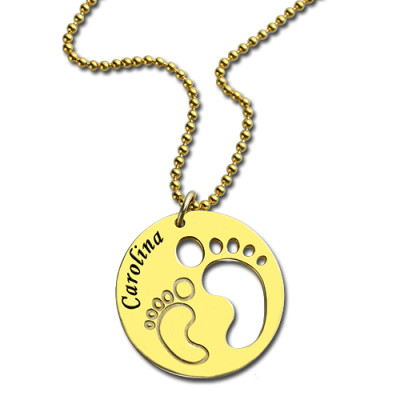 Cut Out Baby Footprint Pendant 18ct Gold Plated - AMAZINGNECKLACE.COM