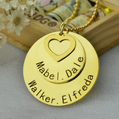 Disc Family Jewellery Personalised Necklace Engraved Name 18ct Gold Plated - AMAZINGNECKLACE.COM