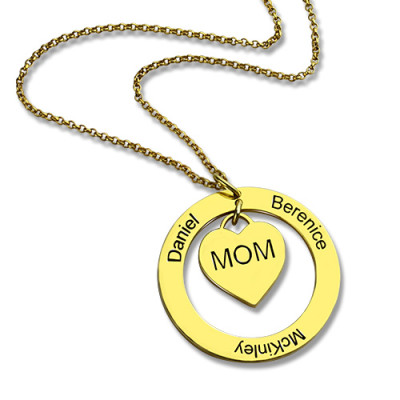 Family Names Personalised Necklace For Mom 18ct Gold Plating - AMAZINGNECKLACE.COM