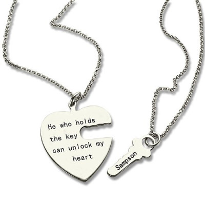 Key and Heart Personalised Necklaces Set For Couple - AMAZINGNECKLACE.COM