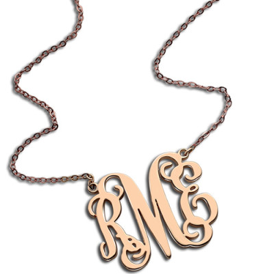 Custom 18ct Rose Gold Plated Monogram Initial Personalised Necklace - AMAZINGNECKLACE.COM