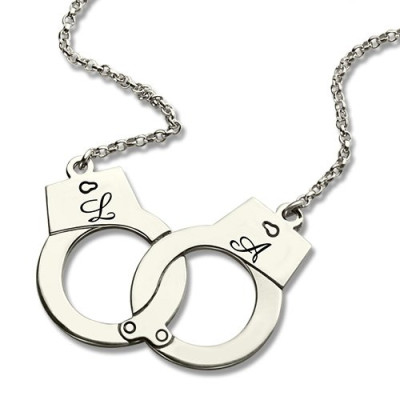 Handcuff Personalised Necklace For Couple Sterling Silver - AMAZINGNECKLACE.COM