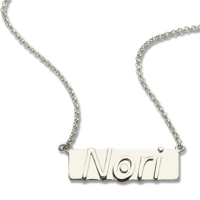 Personalised Nameplate Bar Necklace Sterling Silver - AMAZINGNECKLACE.COM