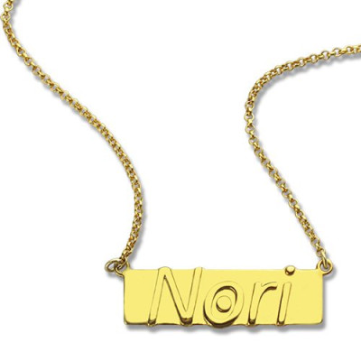 Custom Nameplate Bar Personalised Necklace 18ct Gold Plated - AMAZINGNECKLACE.COM