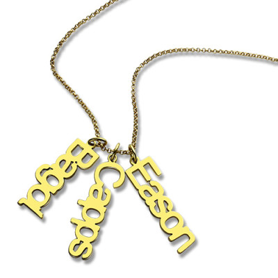 Customised Vertical Multiable Names Personalised Necklace 18ct Gold Plated - AMAZINGNECKLACE.COM
