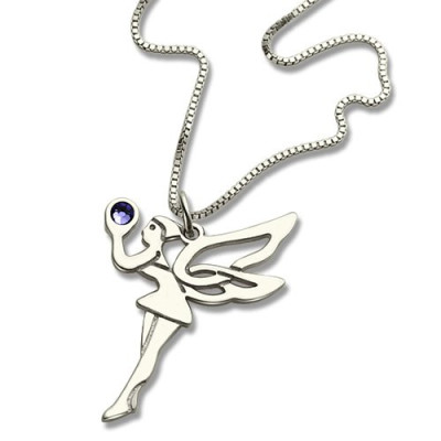 Personalised Fairy Birthstone Necklace for Girls Sterling Silver  - AMAZINGNECKLACE.COM