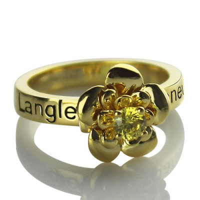 Promise Rose Personalised Ring for Her with Birthstone 18ct Gold Plated  - AMAZINGNECKLACE.COM