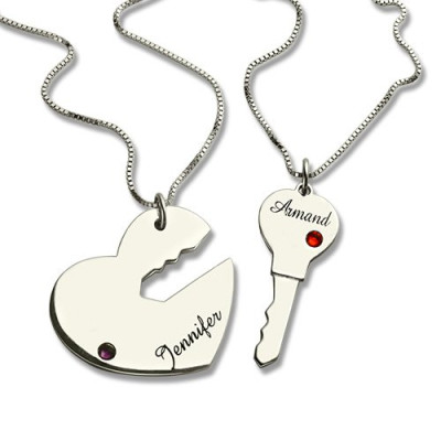 Key to My Heart Name Pendant Set For Couple - AMAZINGNECKLACE.COM