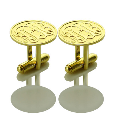 Engraved Cufflinks with Monogram 18ct Gold Plated - AMAZINGNECKLACE.COM