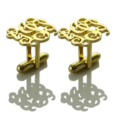 Monogrammed Cuff links Cut Out Initials 18ct Gold Plated - AMAZINGNECKLACE.COM