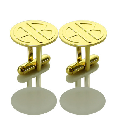 Cufflinks for Men with Block Monogram 18ct Gold Plated - AMAZINGNECKLACE.COM