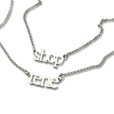 Sterling Silver Double Layer Mini Name Personalised Necklace - AMAZINGNECKLACE.COM