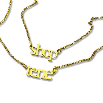 Double Layer Mini Name Personalised Necklace 18ct Gold Plated - AMAZINGNECKLACE.COM