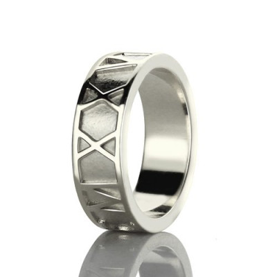 Personalised Roman Numerals Band Ring Sterling Silver - AMAZINGNECKLACE.COM