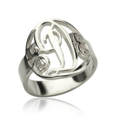 Personalised Rings Monogram Initial Sterling Silver - AMAZINGNECKLACE.COM