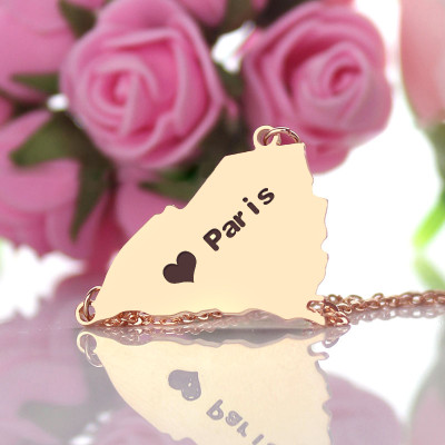 South Carolina State Shaped Personalised Necklaces With Heart  Name Rose Gold - AMAZINGNECKLACE.COM