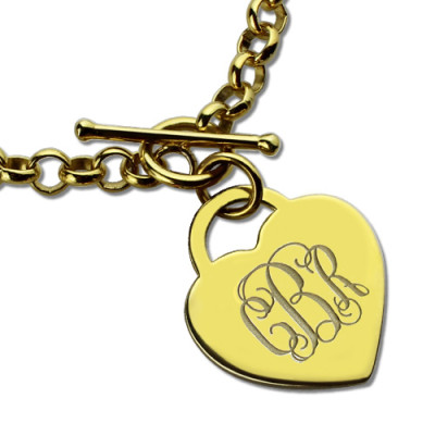 Heart Monogram Initial Charm Personalised Bracelets In 18ct Gold Plated - AMAZINGNECKLACE.COM