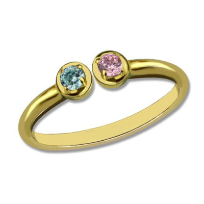Dual Birthstone Personalised Ring 18ct Gold Plated  - AMAZINGNECKLACE.COM