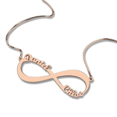 18ct Rose Gold Plated Double Name Infinity Personalised Necklace - AMAZINGNECKLACE.COM