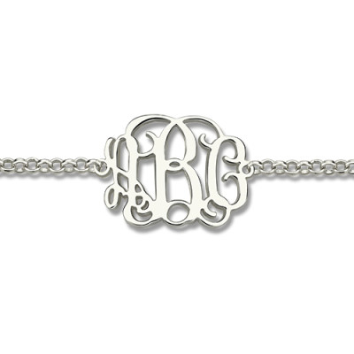 Sterling Silver Monogram Personalised Bracelet - AMAZINGNECKLACE.COM