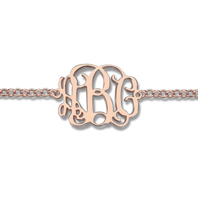 Rose Gold Plated Silver Monogram Personalised Bracelet - AMAZINGNECKLACE.COM