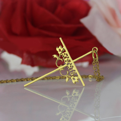 Gold Plated 952 Silver Cross Name Personalised Necklaces with Rose - AMAZINGNECKLACE.COM