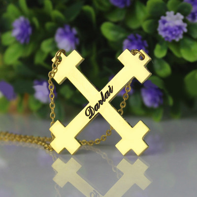 Gold Plated Silver Julian Cross Name Personalised Necklaces Troubadour Cross - AMAZINGNECKLACE.COM