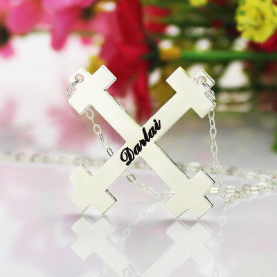 Silver Julian Cross Name Personalised Necklaces Troubadour Cross Jewellery - AMAZINGNECKLACE.COM