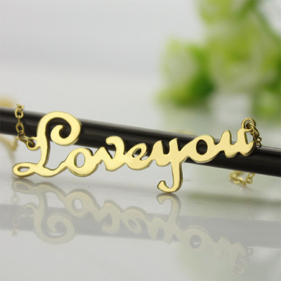 Personalised 18ct Gold Plated French Font I Love You Name Necklace - AMAZINGNECKLACE.COM