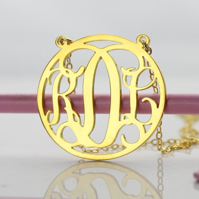 Circle 18ct Solid Gold Initial Monogram Name Personalised Necklace - AMAZINGNECKLACE.COM