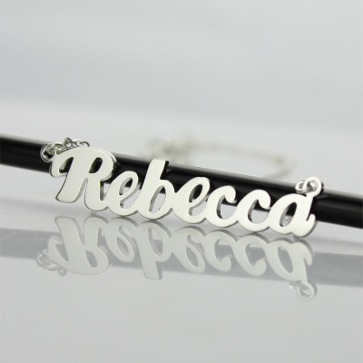 Personalised 18ct White Gold Plated Puff Font Name Necklace - AMAZINGNECKLACE.COM