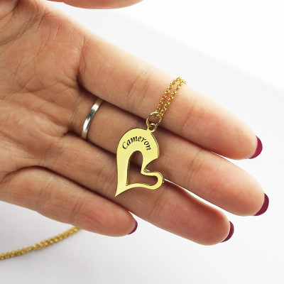Double Name Heart Friend Personalised Necklace Couple Personalised Necklace Set 18ct Gold Plated - AMAZINGNECKLACE.COM