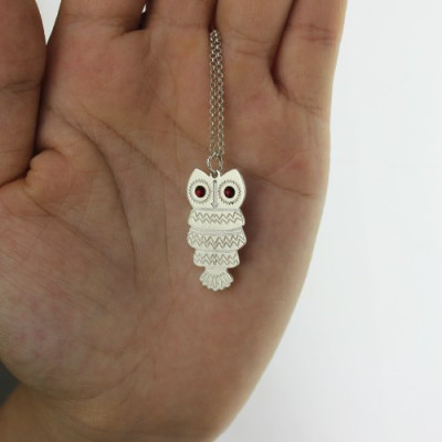 Cute Birthstone Owl Name Personalised Necklace for Girls  - AMAZINGNECKLACE.COM