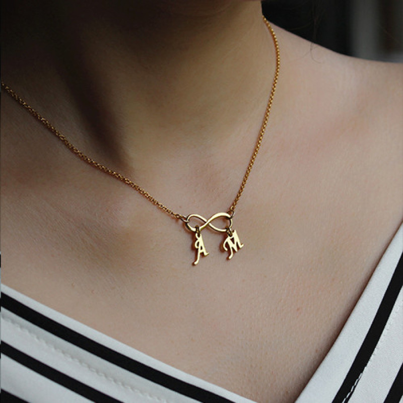 Custom Gold Initial Necklace- Custom Initial Necklace- Multi Initial  Necklace- 14k Gold Initial Necklace- Personalized two initial sideways