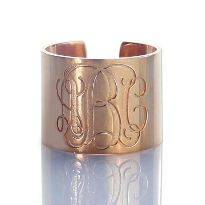 Engraved Monogram Cuff Personalised Ring Rose Gold - AMAZINGNECKLACE.COM