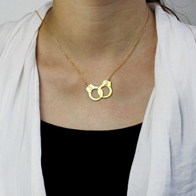 Personalised Handcuff Necklace 18ct Gold Plated - AMAZINGNECKLACE.COM