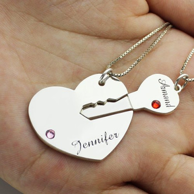 Key to My Heart Name Pendant Set For Couple - AMAZINGNECKLACE.COM