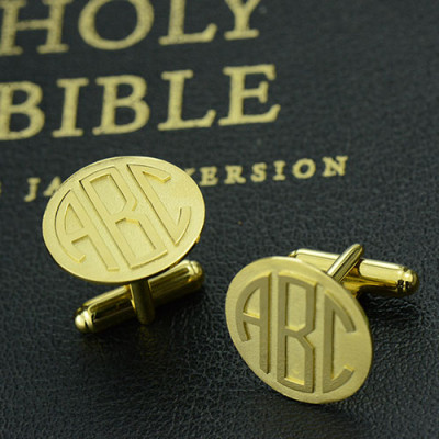 Cool Mens Cufflinks with Monogram Initial 18ct Gold Plated - AMAZINGNECKLACE.COM